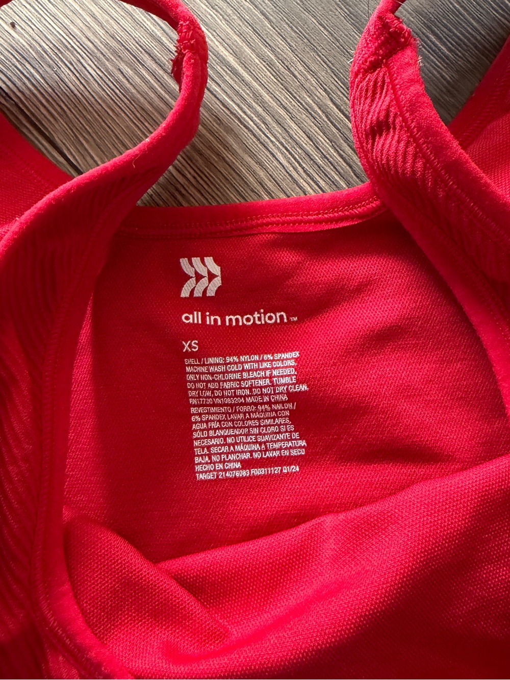 All In Motion Women’s Red Ribbed Square-Neck Bralette - Picture 4 of 4
